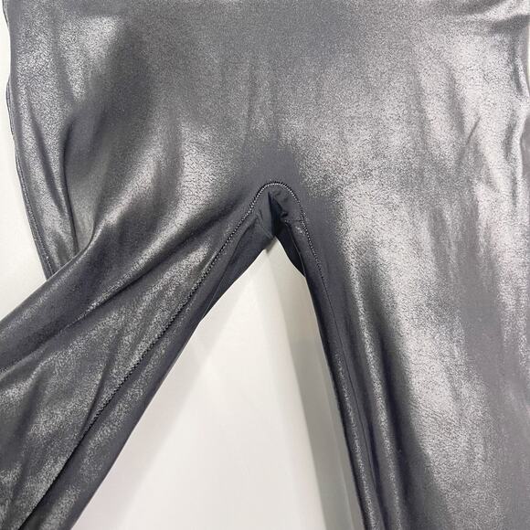 Spanx Womens Medium M Black Faux Leather Leggings Sleek Smoothing High Waist - Picture 5 of 10